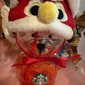 Starbucks Lion Dance Bearista Glass Cold Cup 20oz